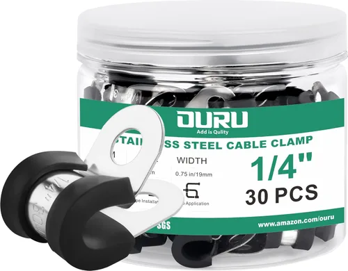 Miniatura 15 de OURU 15 piezas de abrazaderas de cable de acero inoxidable de 1-1/4 pulgadas, abrazaderas de cable con revestimiento de goma y cojín aisladas