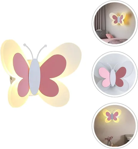 Miniatura 9 de Angoily Lámpara de pared de mariposa LED rosa aplique de pared LED luces de noche noche de mariposa interior para lámpara decorativa