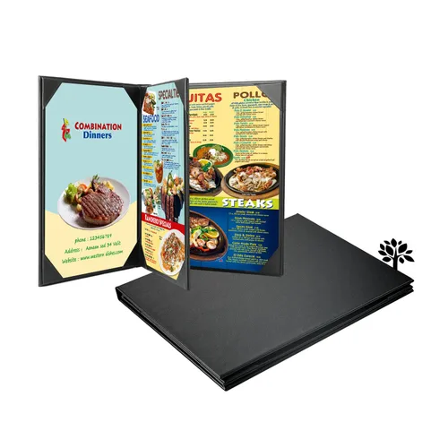 Miniatura 10 de Fundas de cuero para menú con madera fuerte en el interior para 8.5 x 11 pulgadas, soporte de cuero para menú de una sola vista para restaurante