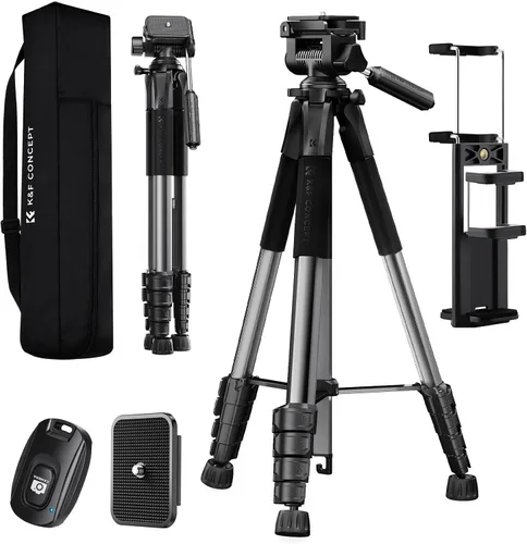 Miniatura 10 de K&F CONCEPT Trípode para cámara, 75 pulgadas, ligero, portátil, para viajes al aire libre, trípodes DSLR para cámara, teléfono, grabación de video