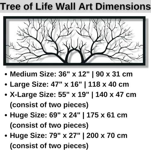 Miniatura 4 de ICEWQOQU Arte de pared de metal árbol de la vida, árbol de la vida, decoración de pared de ramas de metal, decoración de pared de ramas, arte