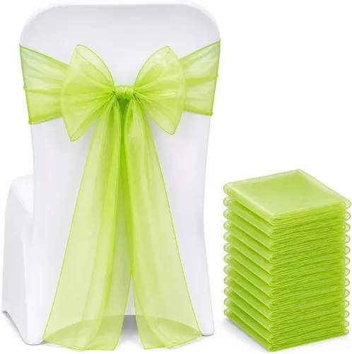 Miniatura 24 de Elegantes bandas de organza para silla, bandas de tela transparente para bodas, fiestas y eventos especiales, (paquete de 10 unidades, rosa bebé)