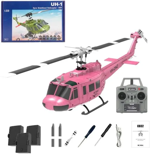 Miniatura 12 de Helicóptero RC 1/48 para adultos, RC ERA C032 UH-1 Huey 2.4G 6CH Gyro estabilizado aeronave de control remoto con retención de altitud y flujo