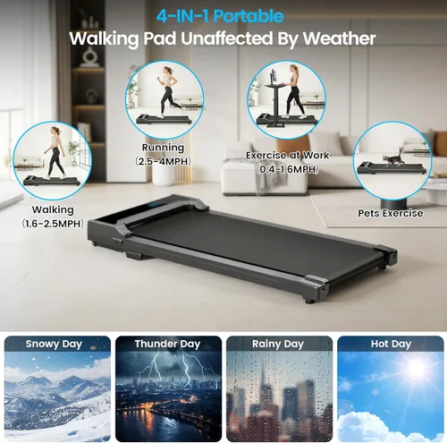 Miniatura 10 de Walking Pad Treadmill for Home - Under Desk Walk Pads with Remote Control Mini Running Portable Electric Machine Adjustable Slim Compact with