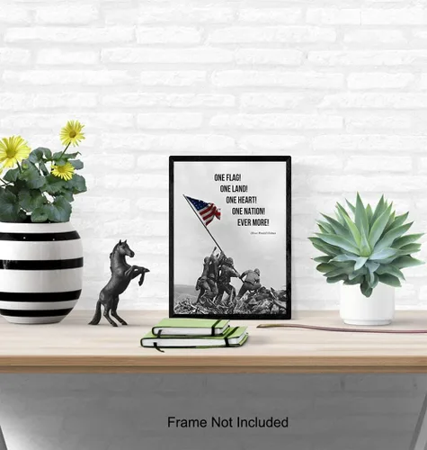 Miniatura 4 de Arte de pared con la bandera estadounidense, bandera marina, decoración de pared de Iwo Jima, foto del cuerpo de marina, regalos para hombres