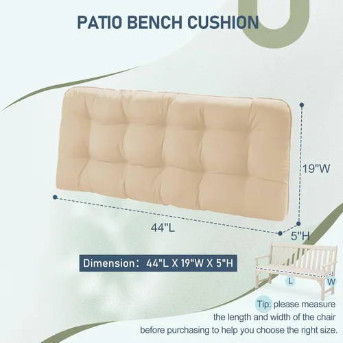 Miniatura 6 de downluxe Cojín de banco para exteriores para muebles de patio, cojines impermeables capitonados extra rellenos para columpio de porche, cojines