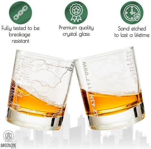 Miniatura 26 de Greenline Goods Vasos de whisky – Juego de vasos de 10 onzas para los amantes de San Luis, grabado con mapa de la ciudad de San Luis Old Fashioned