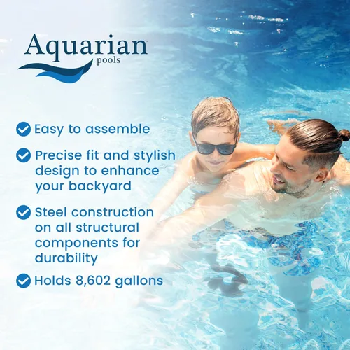 Miniatura 8 de Aquarian - Piscina para exteriores con marco de acero por encima del nivel del suelo, redonda, 24 x 52 pulgadas, veneciana Veneciano