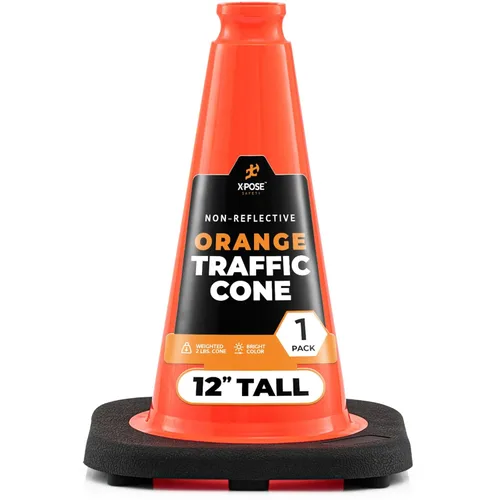 Miniatura 27 de Xpose Safety Cono de tráfico verde lima de 28 pulgadas, paquete de 4, cono de seguridad de PVC de alta calidad para estacionamiento, precaución