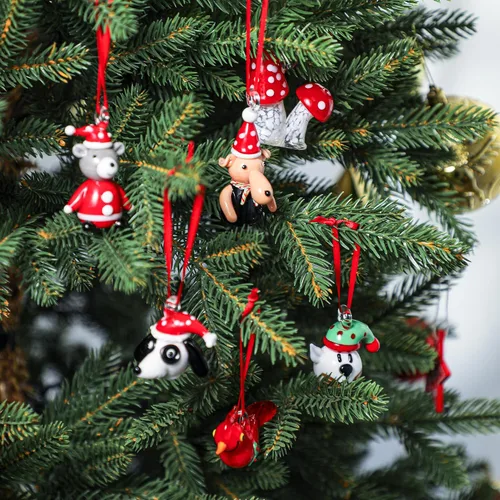 Miniatura 7 de Adornos de Navidad de gato y perro de 2 pulgadas para árbol 2025, 2 piezas de adornos de vidrio para colgar en el árbol de Navidad, figuras