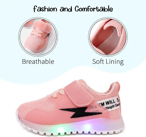 Miniatura 2 de PATPAT Zapatos para niños pequeños con luz LED, zapatos brillantes para niñas, zapatos iluminados para niñas y niños, para Navidad, cumpleaños