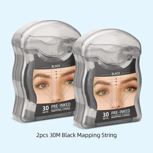 Miniatura 6 de ATOMUS Cadena de mapeo de cejas 2pcs pre-entintado 30m (98ft) Microblading String para marca de cejas Cuerda de medición negra para maquillaje