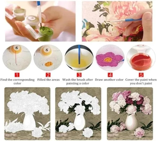 Miniatura 5 de ZMHZMY Pintura por números para adultos, geometría creativa, Corgi, kits de pintura por números, pintura al óleo, lienzo de dibujo, decoración