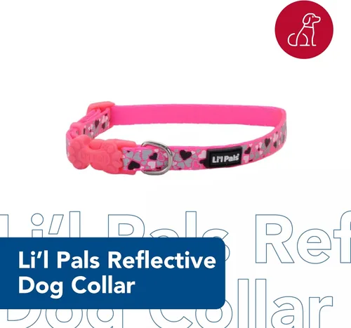 Miniatura 2 de Coastal Pet - Li'l Pals - Collar reflectante para perro, corazón rosa reflectante, 3/8 x 8 a 12 pulgadas