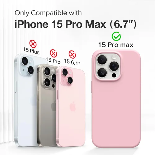 Miniatura 497 de GONEZ Funda de silicona para iPhone 15 Pro Max, compatible con Magsafe, protector de cámara + protector de pantalla, forro de microfibra suave