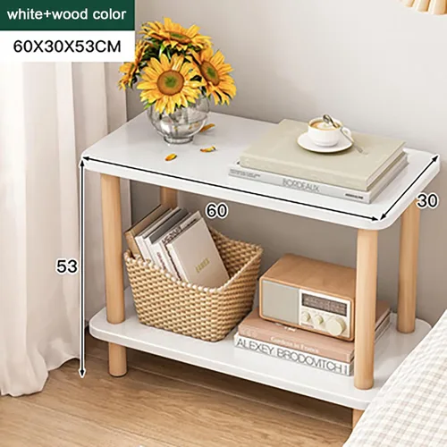 Miniatura 2 de Mesa auxiliar rectangular de varios tamaños con dos capas, espacio de almacenamiento para sala de estar, dormitorio, fácil montaje