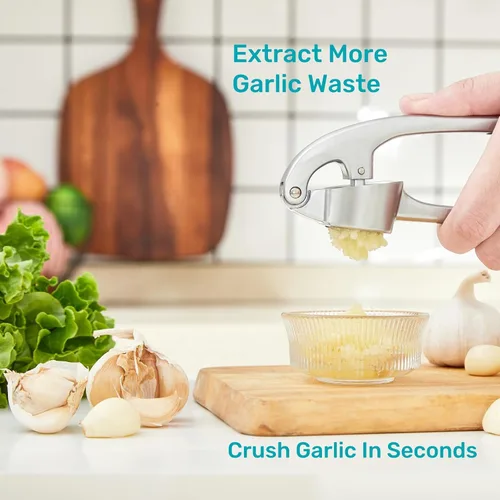 Miniatura 2 de HiramWare Prensa de ajo, trituradora de ajo de cocina a prueba de óxido con mango ergonómico, trituradora de jengibre con buen agarre, fácil