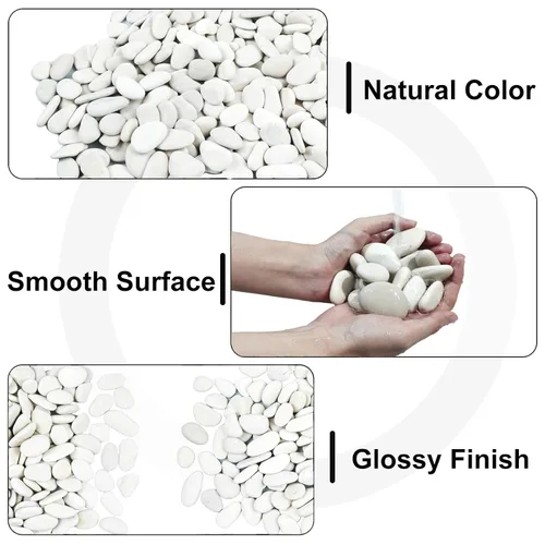 Miniatura 7 de Rocas de río blanco perla de 10 libras para paisajismo, guijarros pulidos para plantas, piedras decorativas de jardín, rocas de plantas de 1-1.5