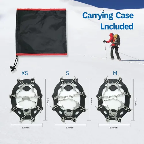 Miniatura 6 de Tacos de hielo para niños, crampones para niños, botas y zapatos de senderismo para niños, tacos de tracción antideslizantes de acero inoxidable