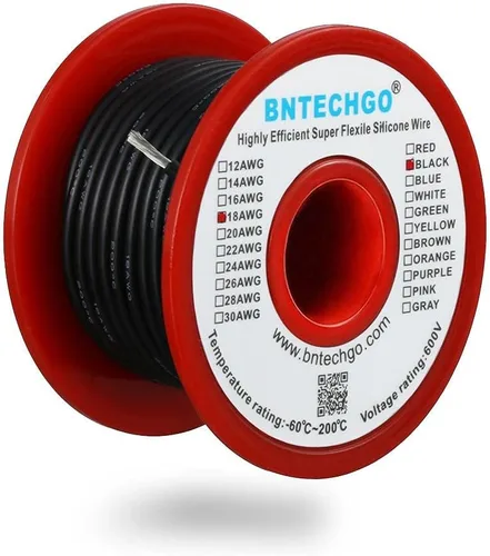 Miniatura 42 de BNTECHGO Carrete de alambre de silicona de calibre 16, rojo de 25 pies y negro, 25 pies, 2 cables separados, alambre de cobre estañado flexible