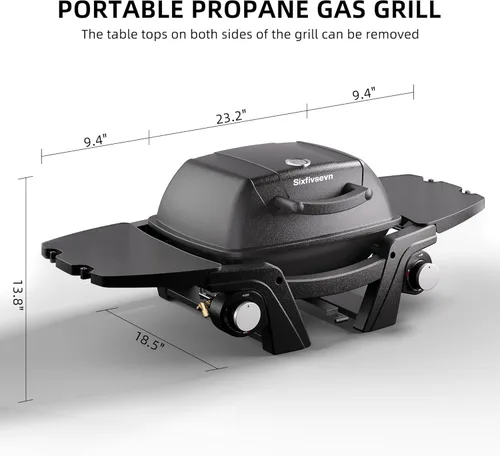Miniatura 7 de Parrilla de gas portátil, parrilla de propano portátil, parrilla de gas propano, 24,000 BTU para exteriores, pequeña parrilla de barbacoa con dos