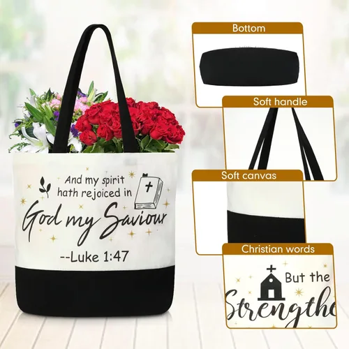 Miniatura 5 de 20 bolsas de lona reutilizables para regalo cristiano de la Biblia para mujeres, bolsa de lona reutilizable para regalo de San Valentín (clásico)