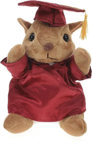 Miniatura 12 de Plushland Juguetes de peluche de ardilla, regalos para el día de graduación, texto personalizado, nombre o logotipo de tu escuela en el vestido, lo