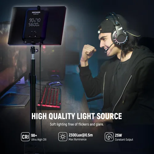 Miniatura 3 de NEEWER 25W 12.9" Luz Clave de Transmisión con Soporte de Escritorio/Control Remoto 2.4G/Transmisor USB, Control de APP para PC/Mac 2300Lx/0.5m