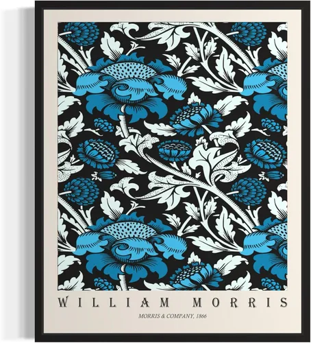 Miniatura 24 de Póster con impresión artística de gato negro, estilo William Morris, floral retro de mediados de siglo, botánico, victoriano, Academia oscura