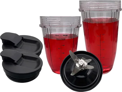 Miniatura 6 de Taza de repuesto de 18 oz/24 oz con tapa de boquilla con cuchillas extractoras Pro con engranajes de 6 machos, compatible con Nutri Ninja Pro