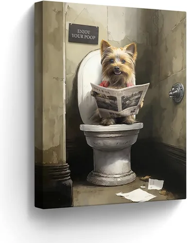 Miniatura 25 de Lienzo decorativo de osos divertidos para pared, cuadros en blanco y negro, decoración de pared de baño, oso sentado en el inodoro, lectura