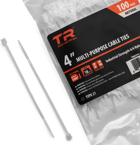 Miniatura 10 de Cable lazos multiuso TR Industrial TR88301 (100 piezas), 4 pulgadas, negro