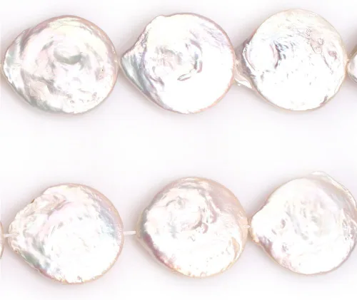 Miniatura 2 de Cuentas de perlas cultivadas de agua dulce para hacer joyas, piedras preciosas naturales de 0.906 x 1.024 in, moneda blanca grande grande de 15