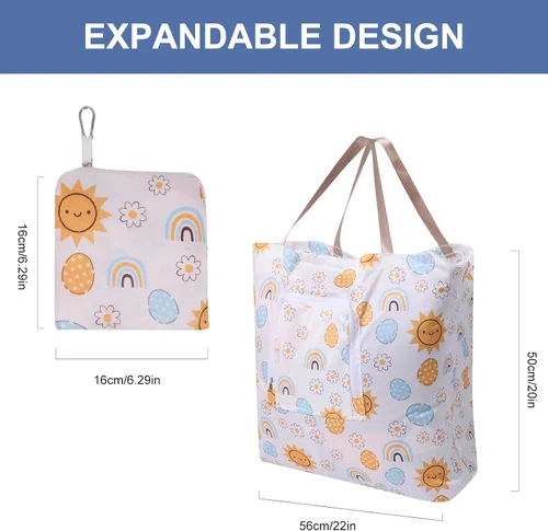 Miniatura 3 de Paquete de 2 bolsas de lavandería de viaje con asa y cordón, bolsas plegables expandibles para ropa sucia con gancho y cremallera, 23 x 20 pulgadas