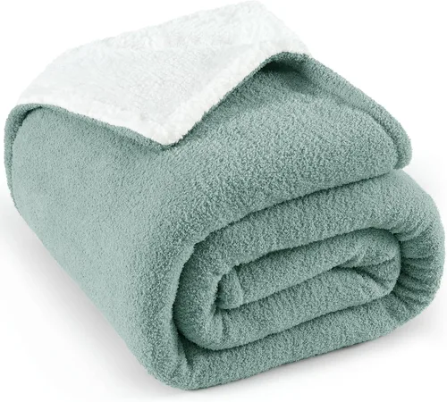 Miniatura 8 de Manta de forro polar sherpa ultrasuave de 60 x 80 pulgadas, tamaño individual, manta de punto acogedora y cálida de 480 GSM para invierno, manta