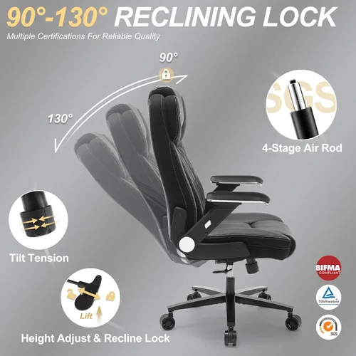 Miniatura 5 de Silla de oficina grande y alta, silla de oficina ancha de capacidad de 650 libras para personas pesadas, silla de oficina ergonómica de respaldo