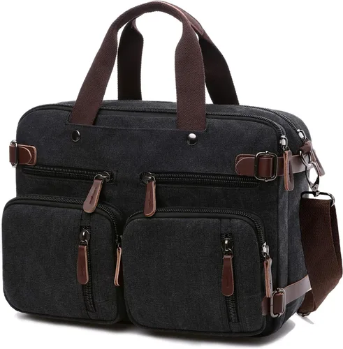 CROCOD Mochila convertible 3 en 1 para laptop, bolsa de mensajero de 17.3 pulgadas para hombres, bolsa multifuncional de viaje para laptop para Negro