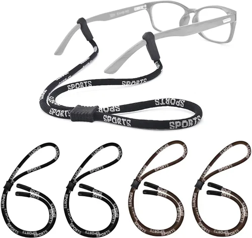 Miniatura 11 de Paquete de 4 correas ajustables para gafas, cordón deportivo antideslizante para el cuello, cuerda de nailon suave para lentes anchos de patillas