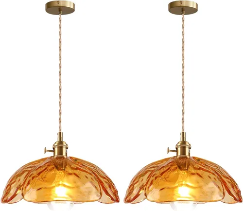 Miniatura 17 de Lámpara colgante colgante moderna de latón dorado 1 luz colgante de vidrio ámbar iluminación diseño cúpula moderna lámpara colgante para isla