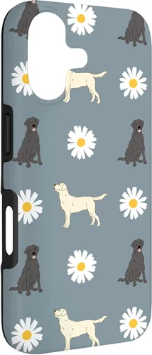 Miniatura 3 de Labrador Retriever y Daisy Flower Pattern - Carcasa para iPhone 17, color azul polvoriento