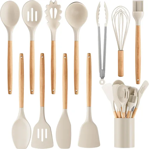 Miniatura 8 de Juego de utensilios de cocina de silicona, 12 piezas de utensilios de cocina para cocinar, juego de herramientas de cocina de silicona no pegajosa