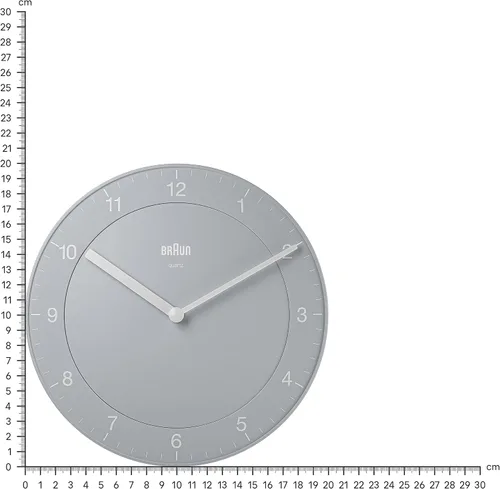 Miniatura 5 de Braun Reloj de pared analógico clásico con movimiento de cuarzo silencioso, fácil de leer, 7.9 in de diámetro en gris, modelo BC06G.