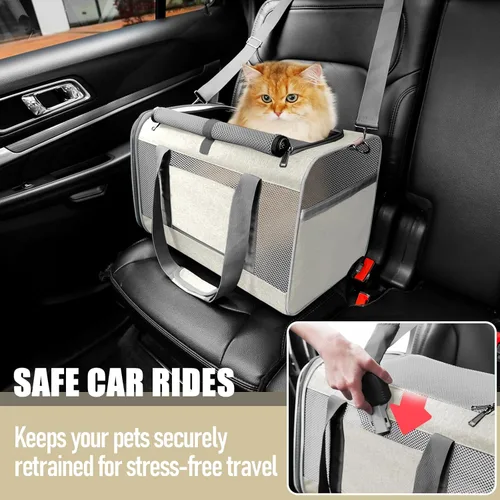 Miniatura 5 de GAPZER Transportador de mascotas para gatos grandes de 20 libras + / Transportín de lados suaves para perros pequeños de 12 libras, jaula de viaje