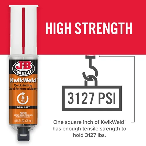 Miniatura 4 de J-B Weld 6 Minute Set Epoxy KwikWeld, Alta Resistencia, Impermeable, Paquete de 2, Gris Oscuro, 50176-2