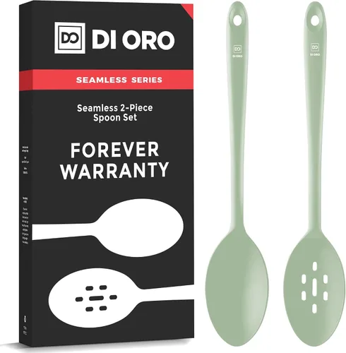 Miniatura 9 de DI ORO - Cucharas de silicona para cocinar, cucharas de cocina grandes para mezclar, servir y agitar, utensilios antiadherentes resistentes al calor