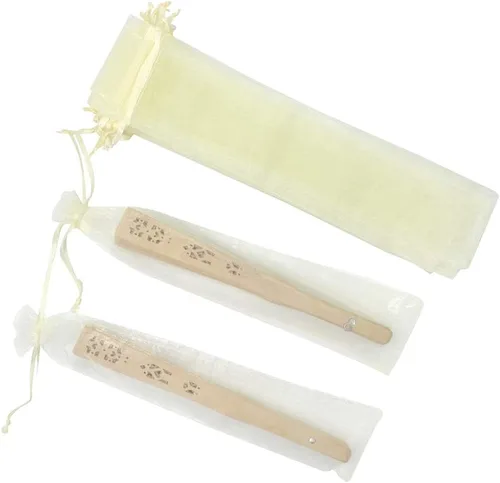 Miniatura 2 de 50 bolsas de organza transparente para abanicos, bolsas de regalo de organza plegables de 2 x 10 pulgadas con cordón, bolsas de seda para recuerdos