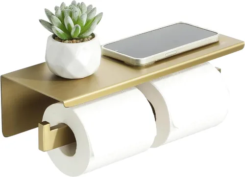 Alise Soporte de Papel Higiénico, Soporte de Paños de Baño con Estante, Dispensador de Almacenamiento de Rollo de Papel Higiénico Doble de Acero