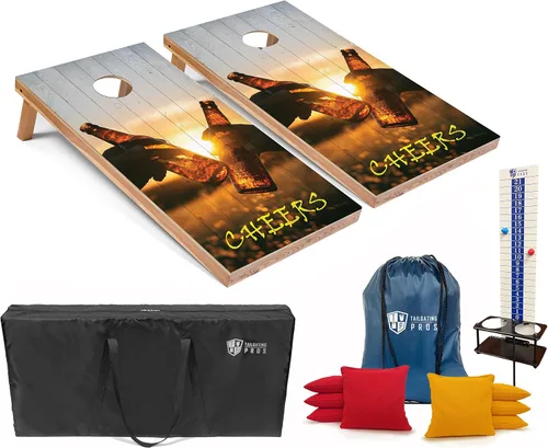 Miniatura 16 de Tailgating Pros Juego de tablas de agujero de maíz con bolsas de frijoles, marcador de puntuación y estuche de transporte, lanzamiento de bolsas