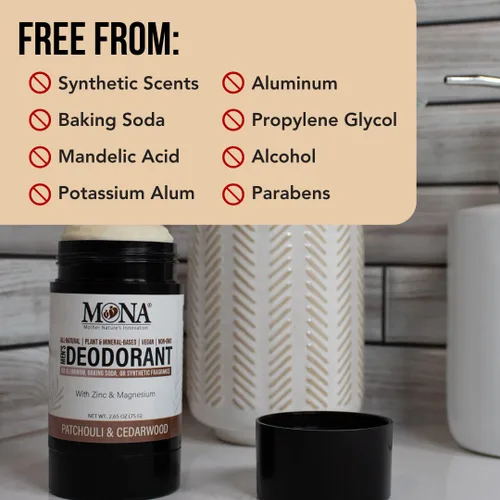 Miniatura 6 de MONA Brands - Desodorante natural para hombres sin aluminio, hipoalergénico, desodorante de magnesio para pieles sensibles, absorbe el sudor,