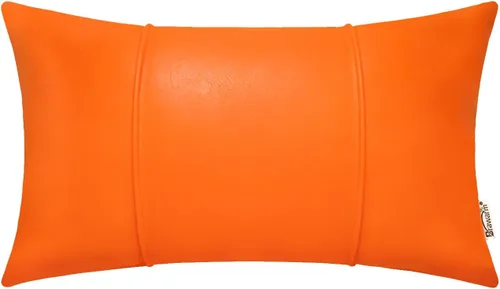 Miniatura 14 de BRAWARM Fundas de Almohada Decorativa de Cuero Café de 22 x 22 Pulgadas - Funda de Almohada de Piel Sintética con Ribetes, Almohada Decorativa